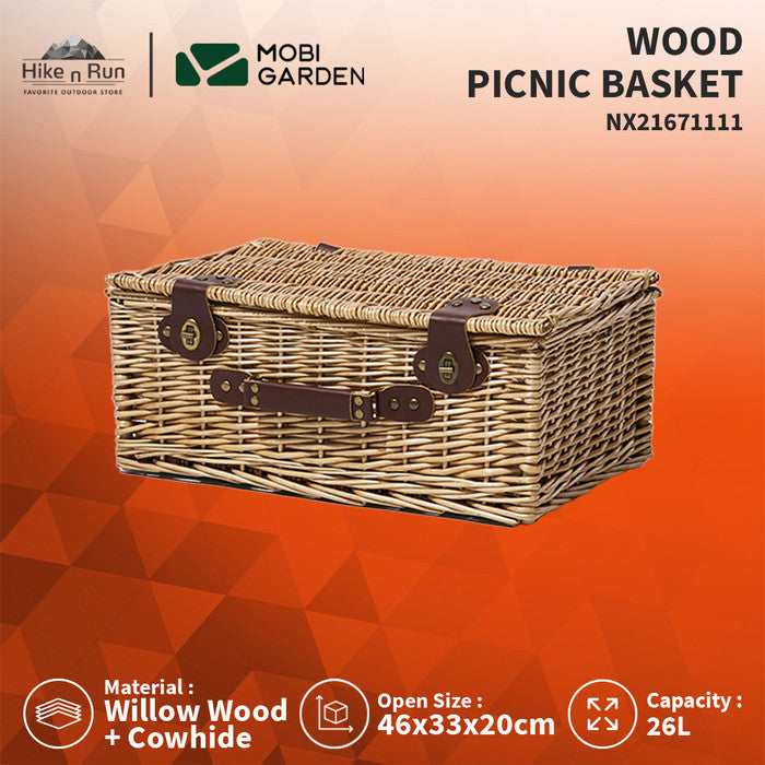 Keranjang Piknik Mobi Garden NX21671111 Wood Picnic Basket