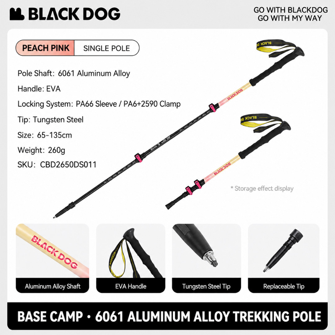 Blackdog QB01 Telescopic Trekking Pole Alluminium Alloy 3 Nodes Ultralight CBD2550DS010 Qishan