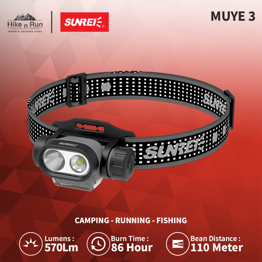 Lampu Kepala Sunrei MUYE 3 Emergency Outdoor Headlamp