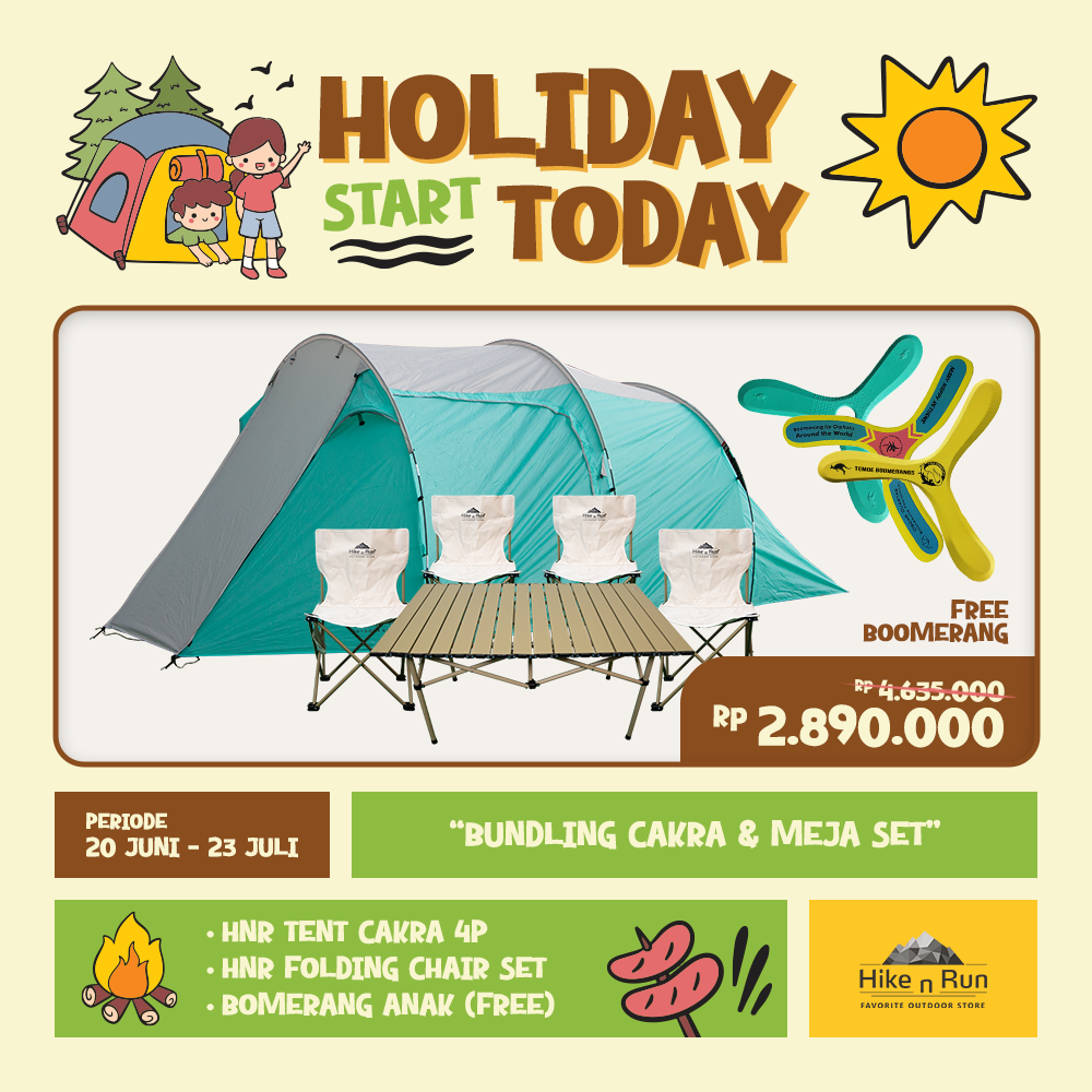HOLIDAY BUNDLE HNR TENT CAKRA 4P - TOSCA - HNR21T003 + FOLDING CHAIR SET W/ LARGE TABLE - TROPICAL/ROSE