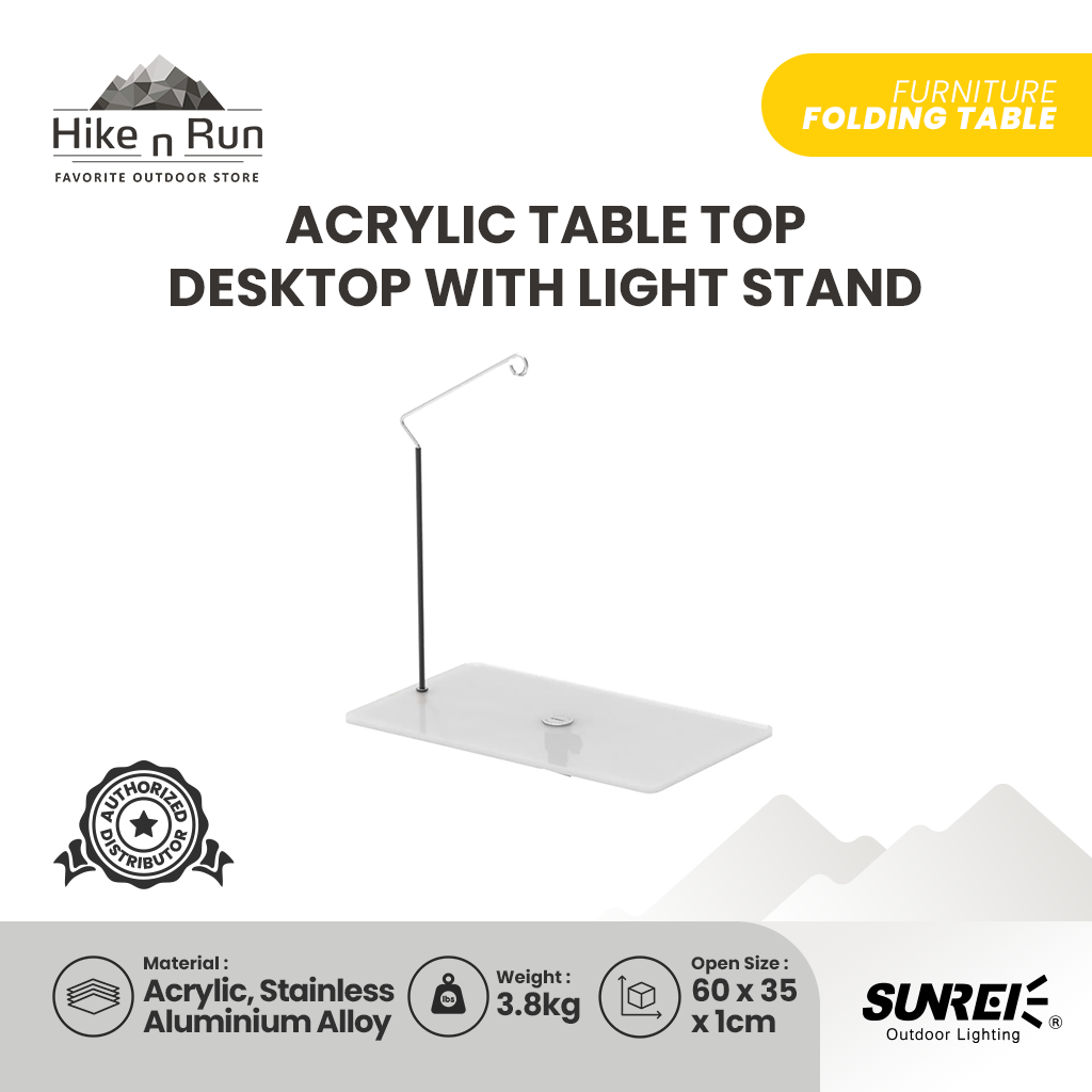 Meja Akrilik Sunrei Acrylic Table Top Camping Desktop With Light Stand