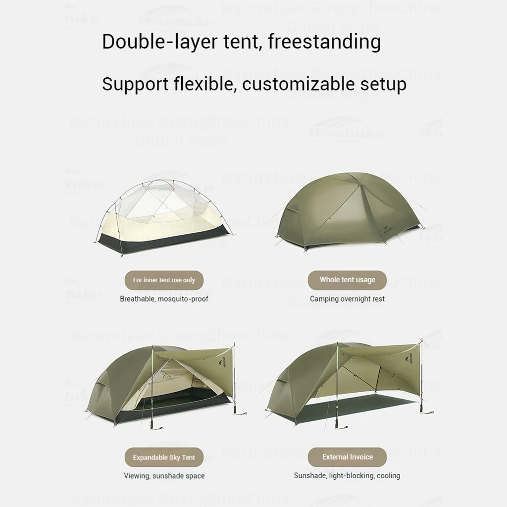 Naturehike Tenda Hiking Mongar NH17T007-M Tenda Ultralight 2 Orang NH19M002-J