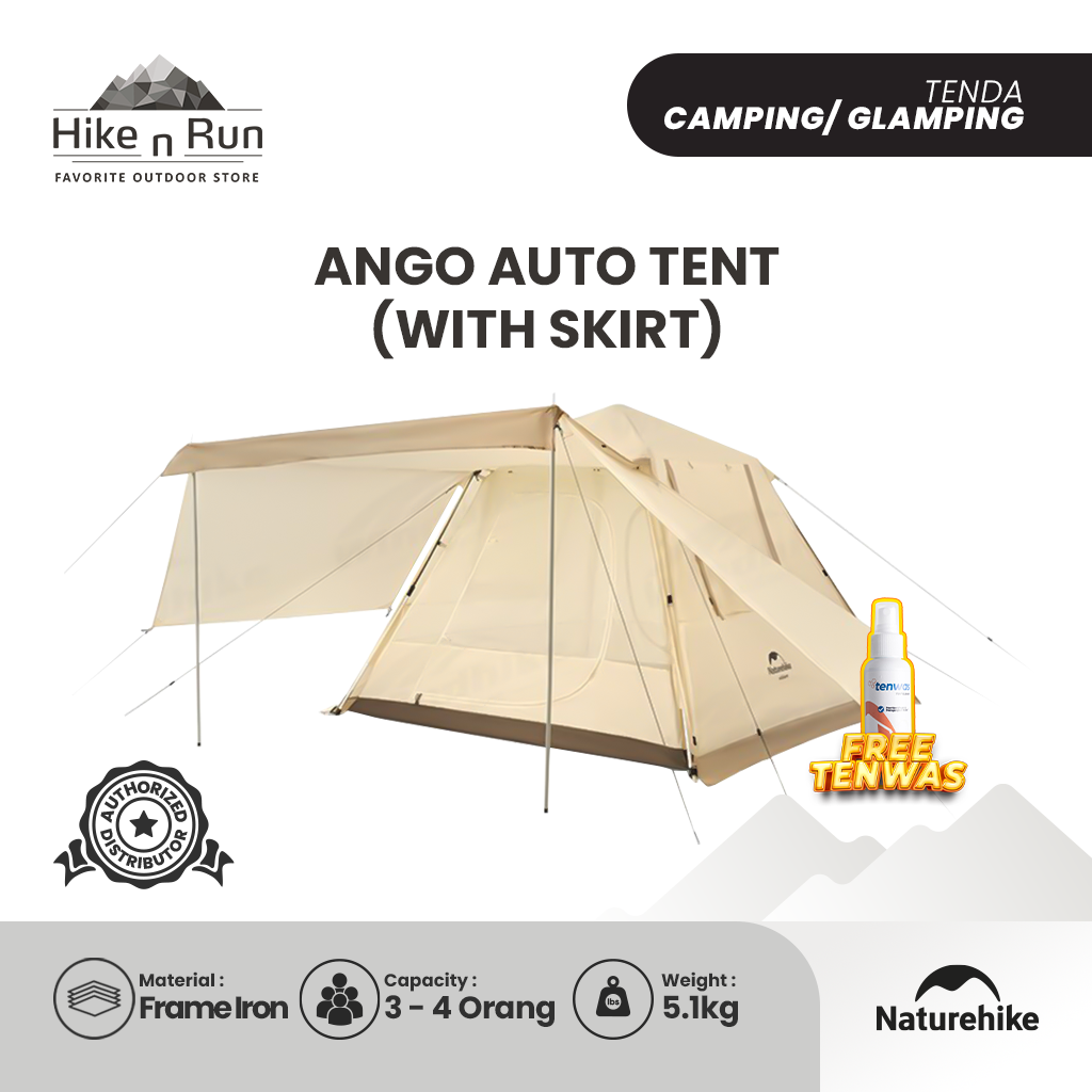 Tenda Camping Naturehike NH21ZP010 Ango 4P Auto Tent with Skirt