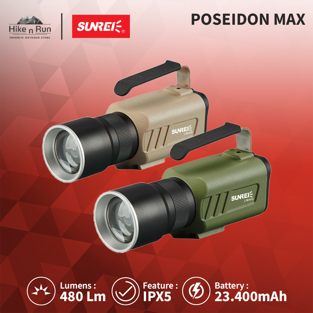 Lampu Senter Jarak Jauh Sunrei Poseidon Max Flashlight Tembak Sorot