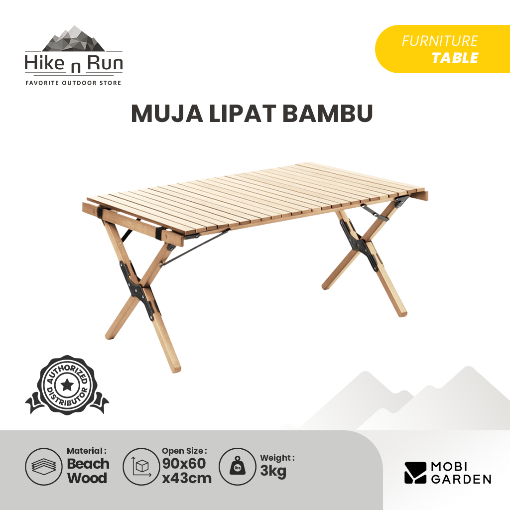 Meja Lipat Mobi Garden NX21665015 Yunrui Wood Roll Folding Table