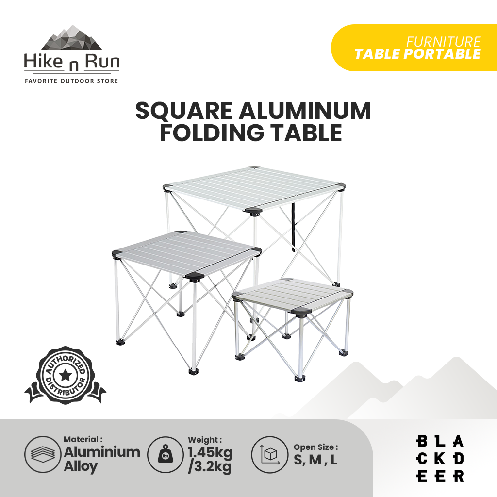 MEJA LIPAT BLACKDEER BD12022411 SQUARE ALUMINUM FOLDING TABLE