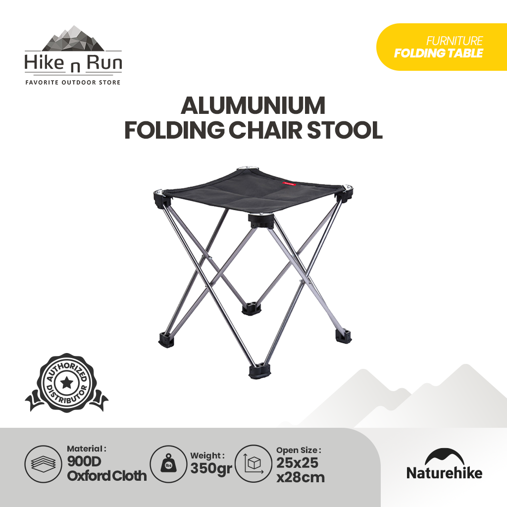 KURSI LIPAT CAMPING KECIL NATUREHIKE NH20JJ019 ALUMUNIUM FOLDING CHAIR STOOL