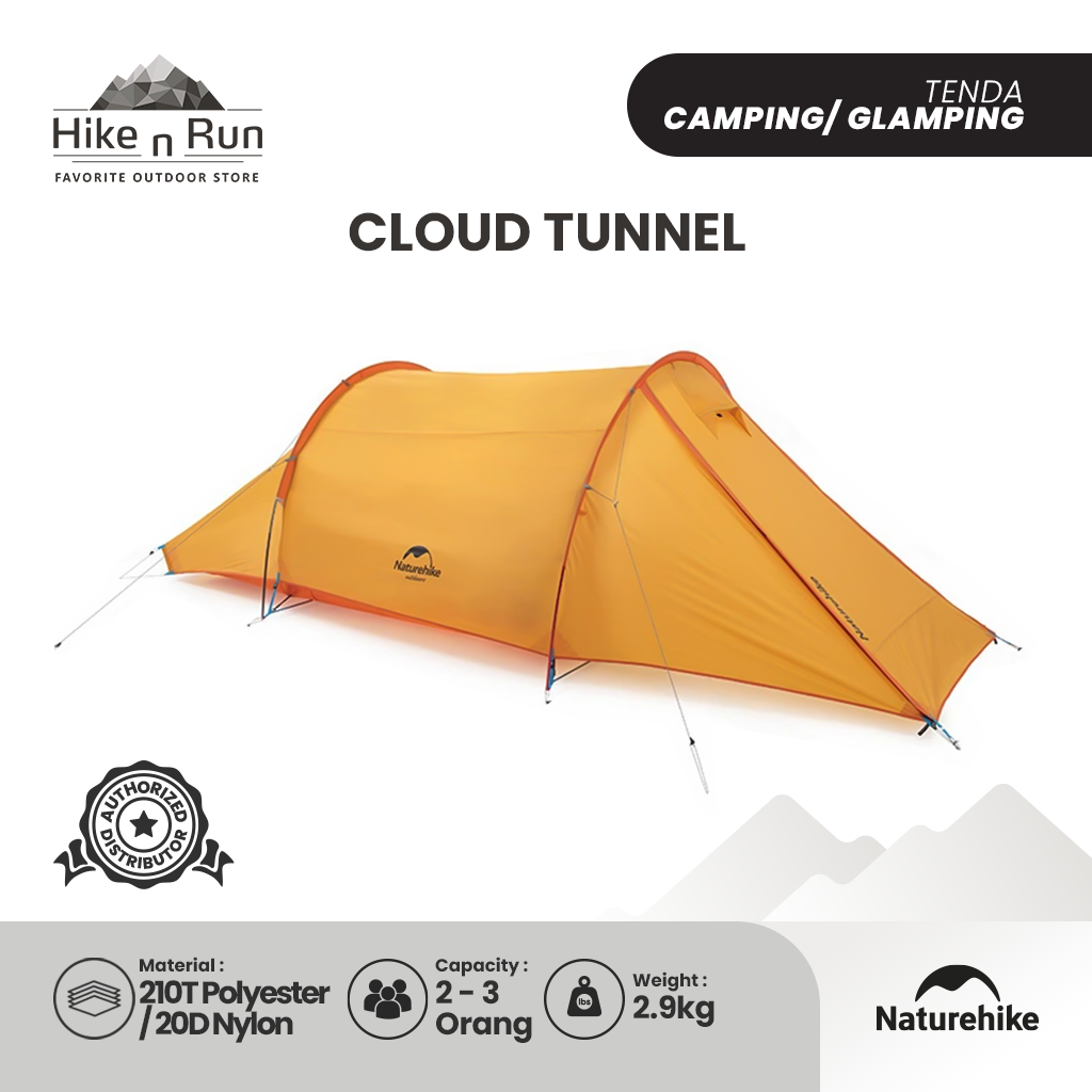 Tenda Camping 2 Orang - Naturehike Cloud Tunnel NH20ZP006 (20D) (210T)