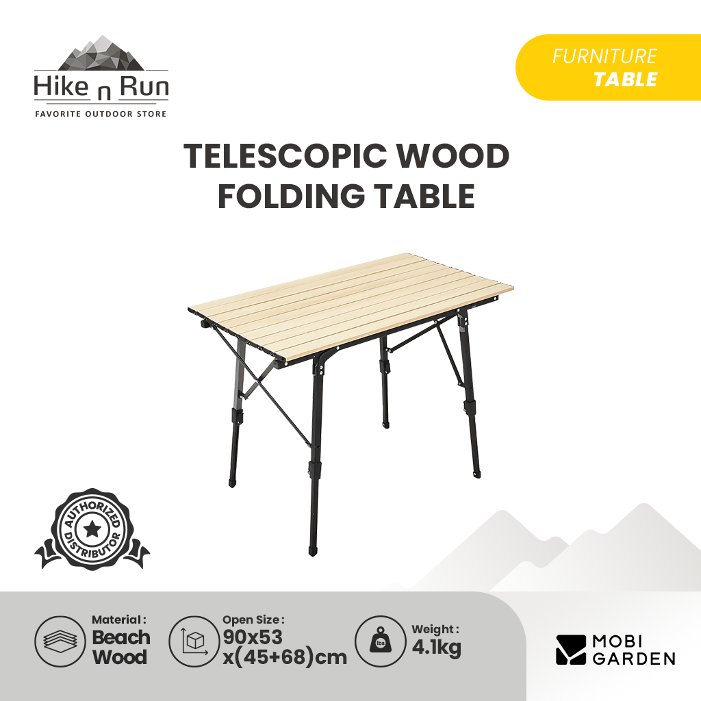 Meja Lipat Mobi Garden NX20665004 Telescopic Wood Folding Table