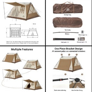 TENDA NATUREHIKE A TYPE ROOF RIDGE CNH22ZP029 COTTON AUTOMATIC TENT