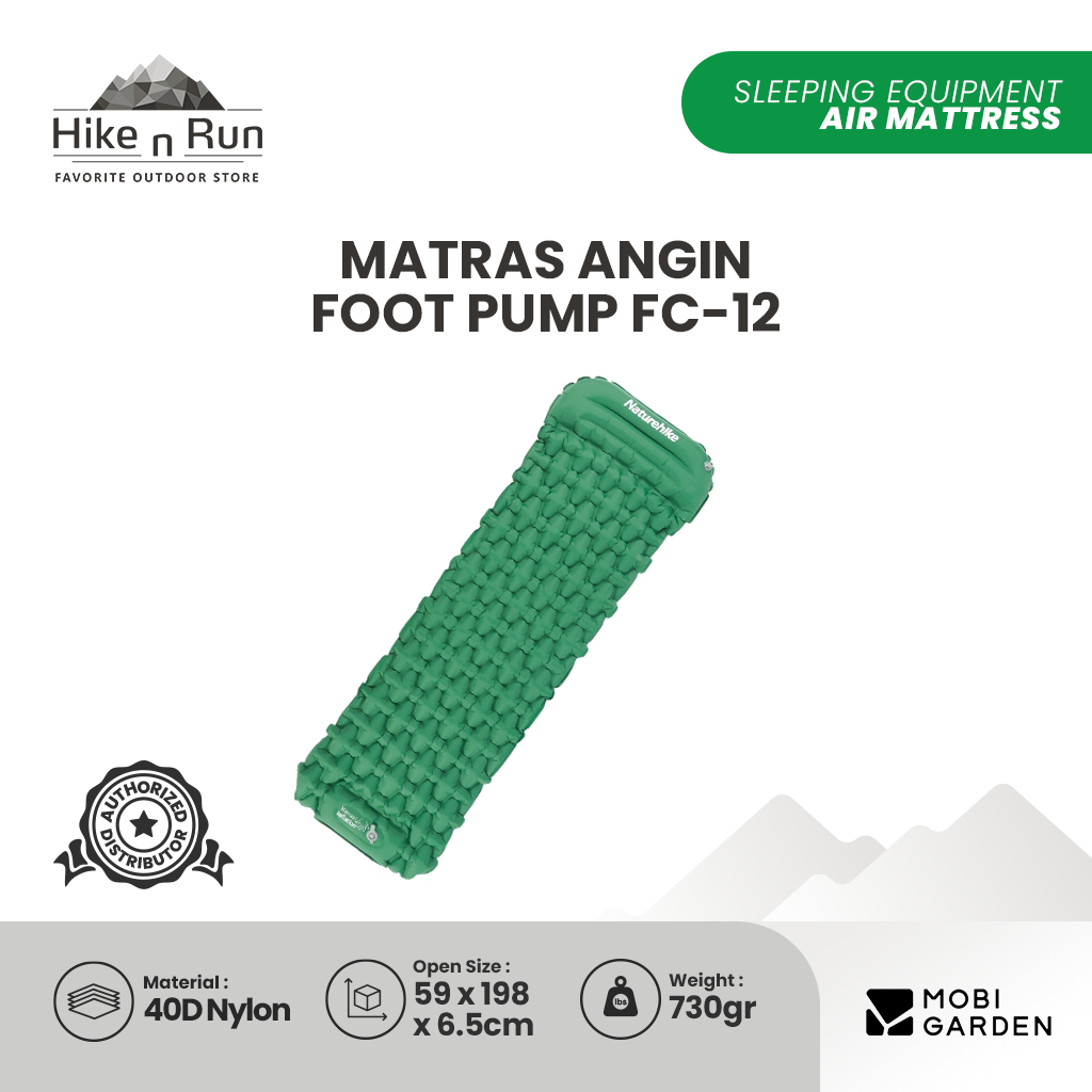 Matras Angin Sleeping Pad Foot Pump FC-12 Naturehike CNK2300DZ0001 Inflatable Camping