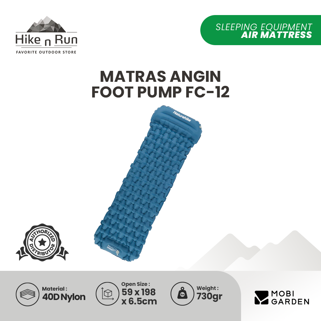 Matras Angin Sleeping Pad Foot Pump FC-12 Naturehike CNK2300DZ0001 Inflatable Camping