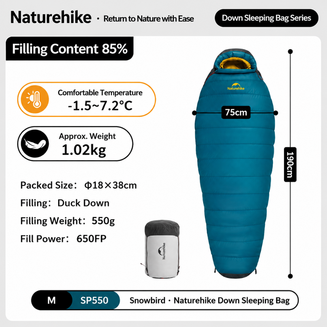 Naturehike Sleeping Bag Duck Down Mummy CNK2550WS014 Kantung Tidur Camping Bulu Angsa