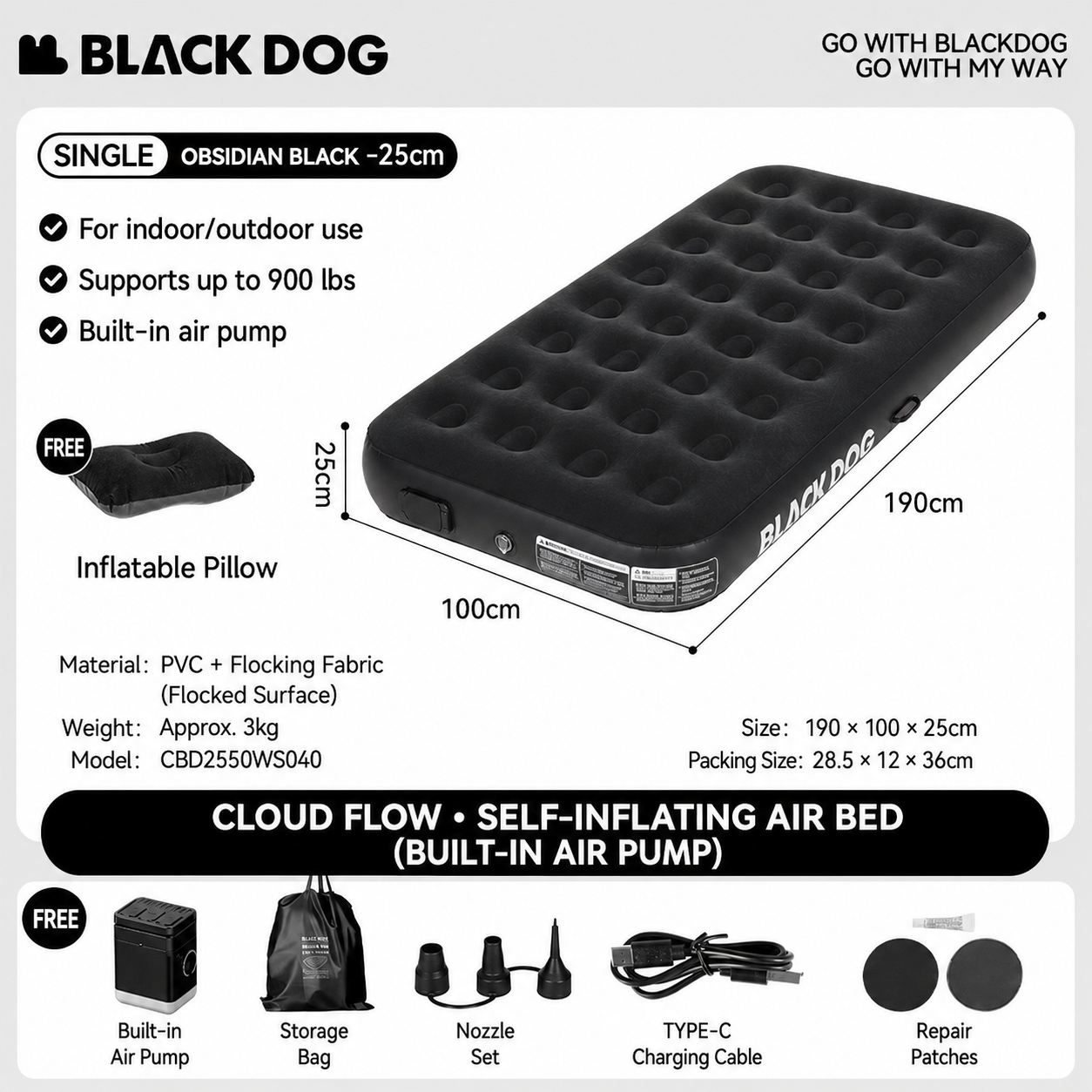 Blackdog Kasur Angin Premium CBD2550WS037 Dumeng Cloud Air Inflatable Bed CBD2550WS040