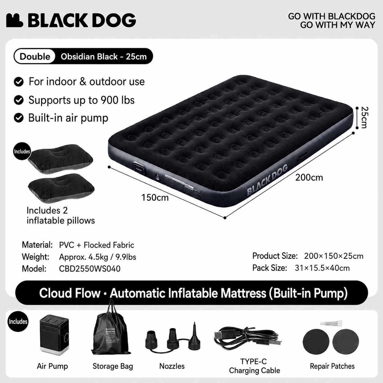Blackdog Kasur Angin Premium CBD2550WS037 Dumeng Cloud Air Inflatable Bed CBD2550WS040