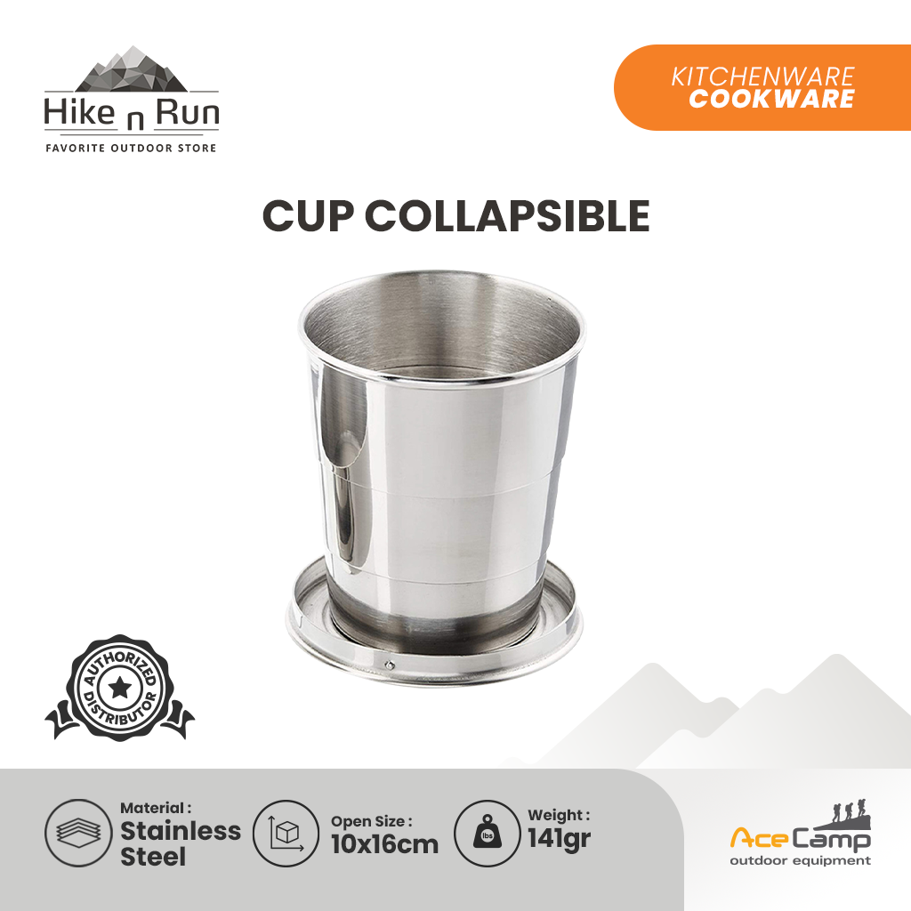 Gelas collapsible camping 150ml ACECAMP 1529 stainless cup outdoor