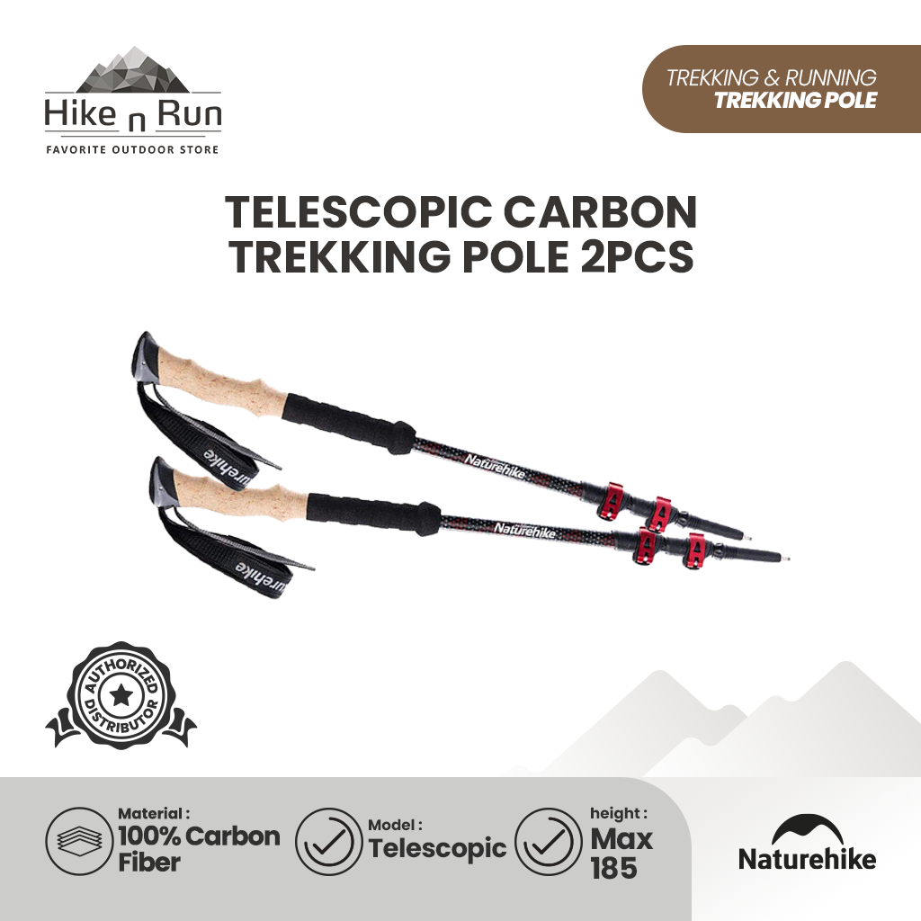 Trekking Pole 1 Pcs dan 2  Pcs Naturehike NH20DS003 Carbon UL Telescopic Lock