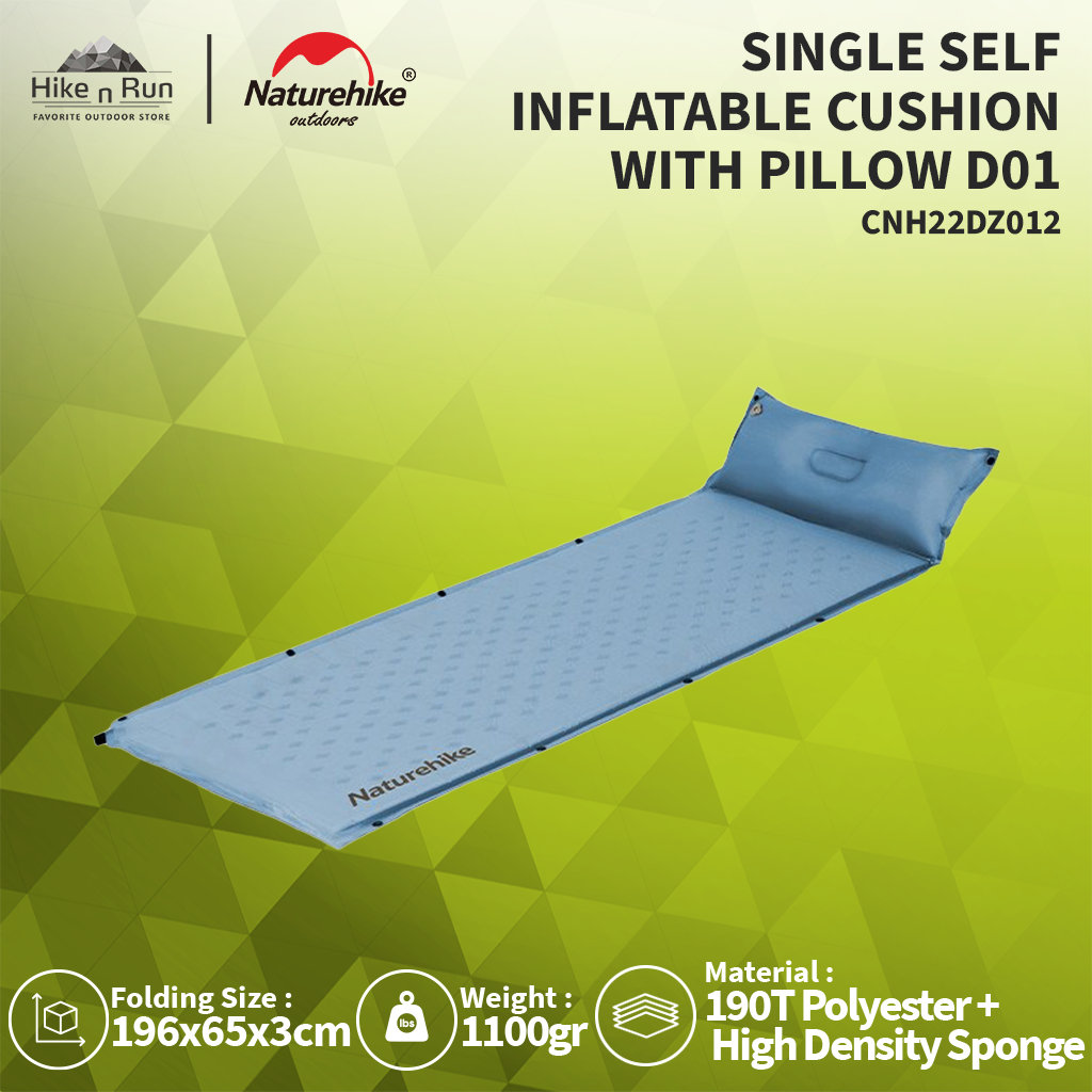 MATRAS ANGIN SINGLE NATUREHIKE CNH22DZ012 SELF INFLATABLE CUSHION WITH PILLOW