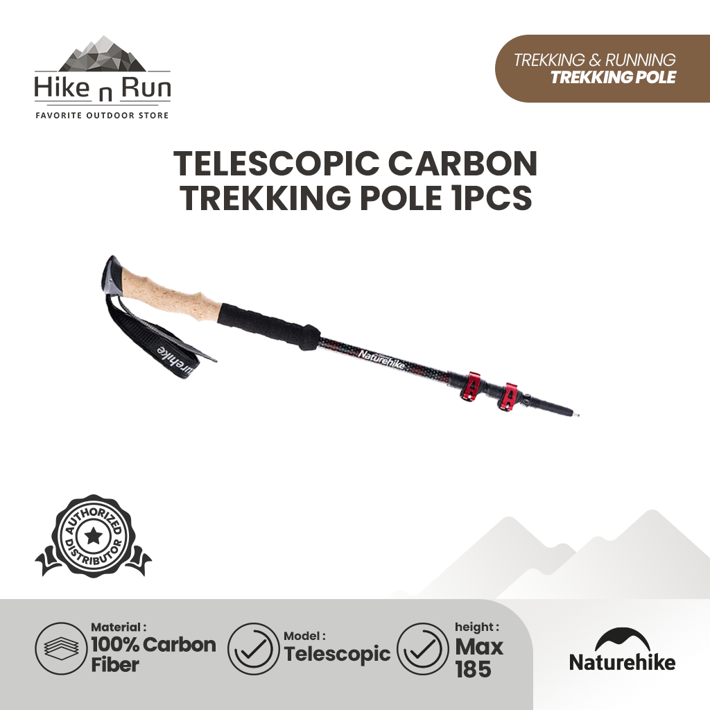 Trekking Pole 1 Pcs dan 2  Pcs Naturehike NH20DS003 Carbon UL Telescopic Lock