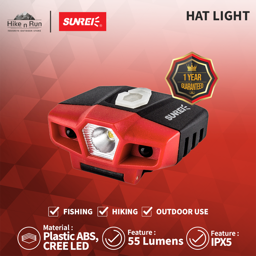 LAMPU SENSOR KEPALA SUNREI HAT LIGHT SENTER KLIP TOPI IPX5