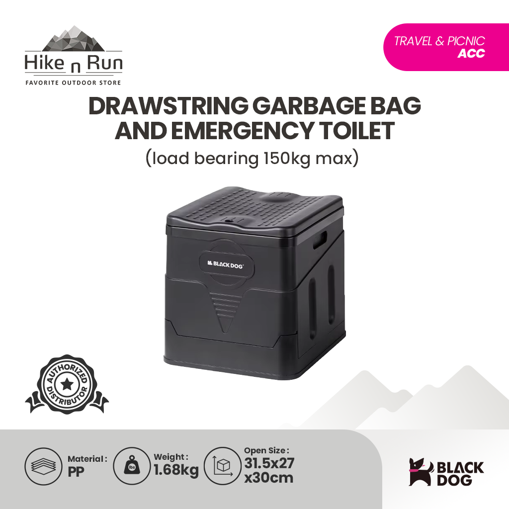 Toilet Portable Dan Kantung Sampah Serut Blackdog BD-SN23003 Drawstring Garbage Bag And Emergency Toilet