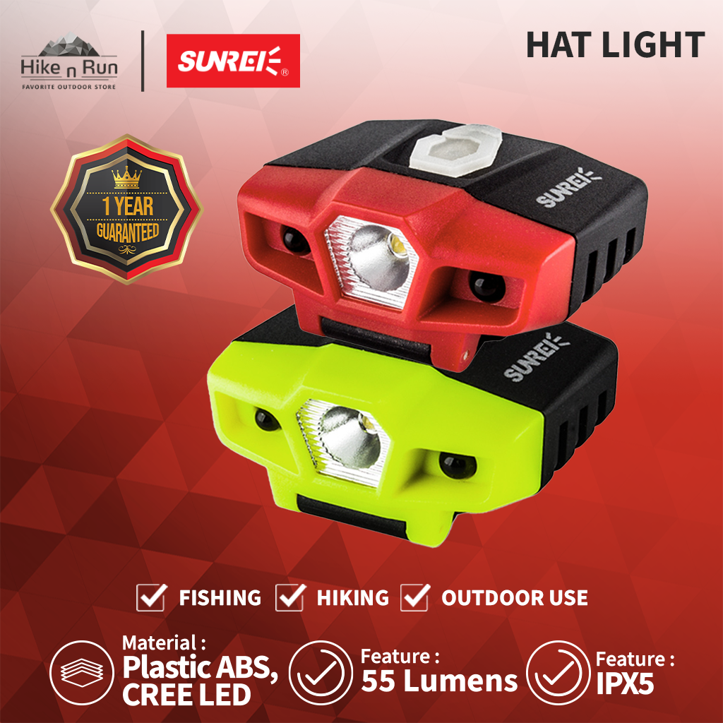 LAMPU SENSOR KEPALA SUNREI HAT LIGHT SENTER KLIP TOPI IPX5