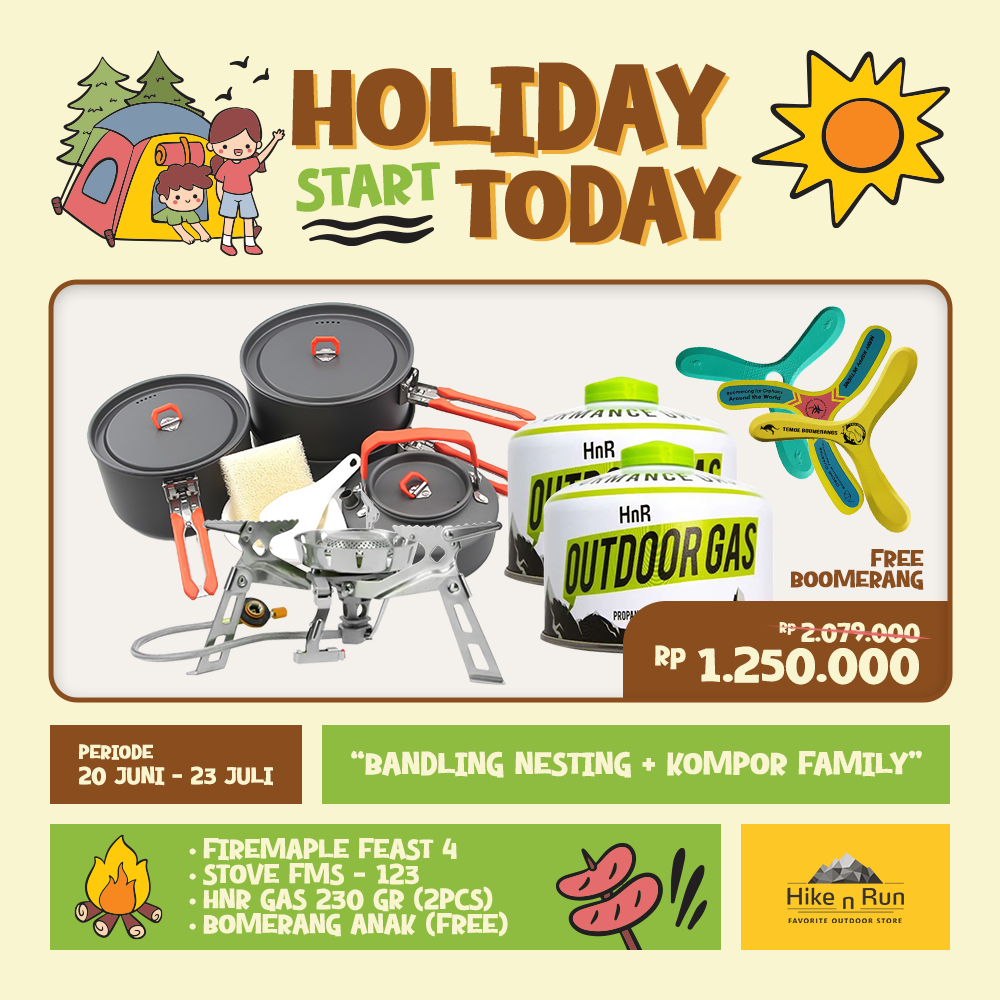 HOLIDAY BUNDLE FIREMAPLE FEAST4 CAMPING COOKWARE SET + FM WIND-PROOF STOVE FMS-123 + HNR GAS 230 GR 2PCS & FREE BOOMERANG