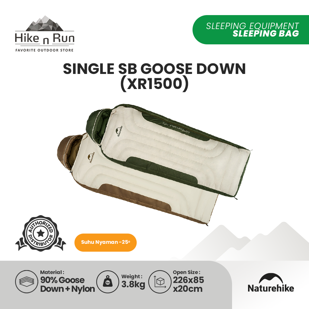 SLEEPING BAG NATUREHIKE CNH22SD007 XR750/XR1500 SINGLE SB GOOSE DOWN