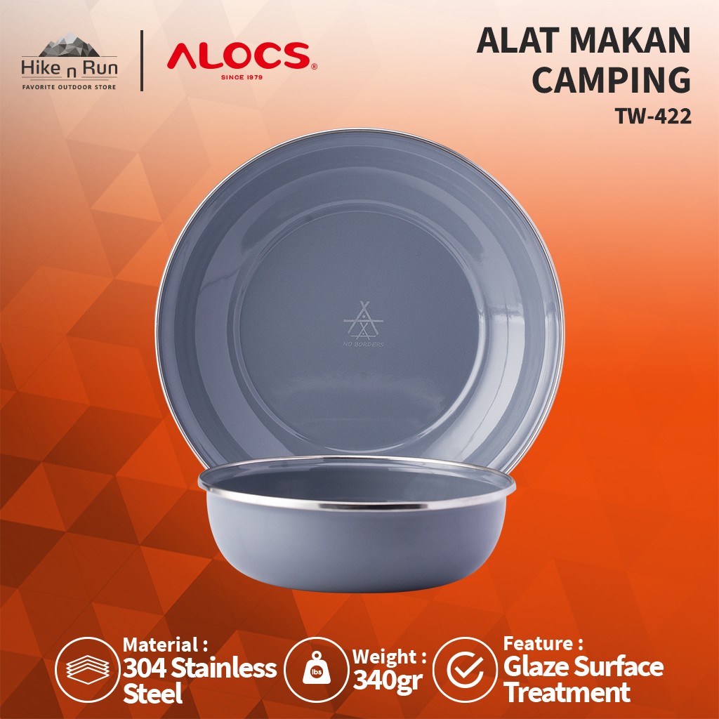 ALAT MAKAN MANGKOK PIRING ENAMEL ALOCS TW-422 TABLEWARE CAMPING