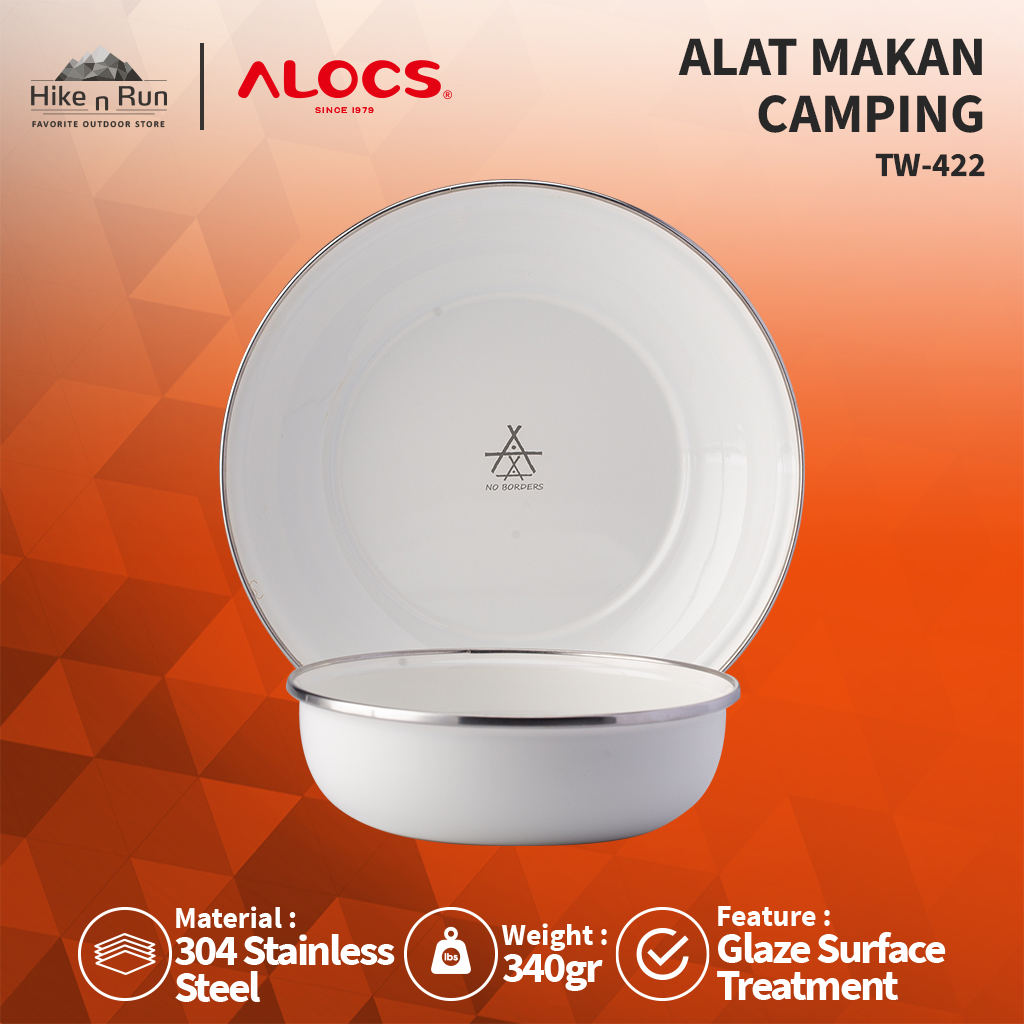 ALAT MAKAN MANGKOK PIRING ENAMEL ALOCS TW-422 TABLEWARE CAMPING