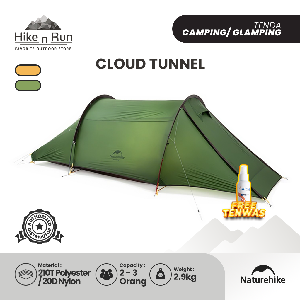 Tenda Camping 2 Orang - Naturehike Cloud Tunnel NH20ZP006 (20D) (210T)