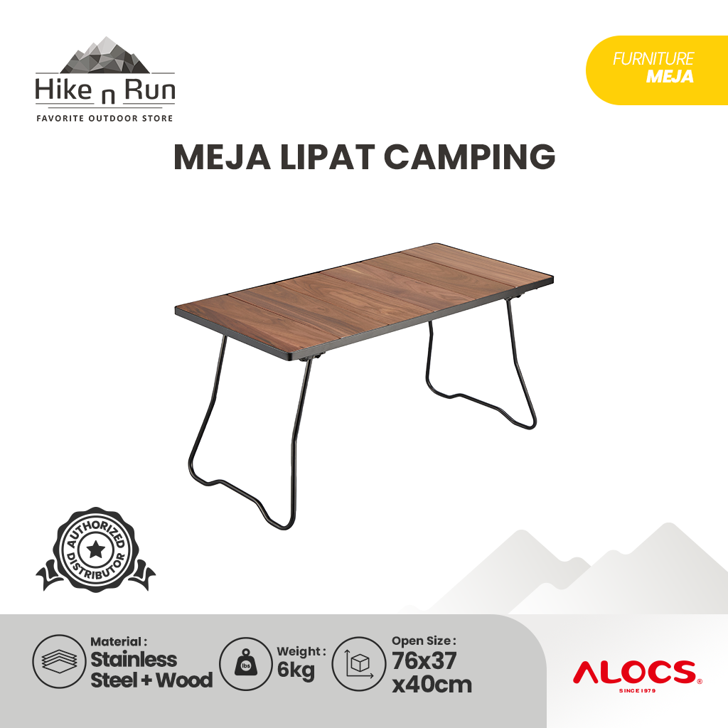 MEJA LIPAT ALOCS KD04SW STAINLESS FOLDING TABLE WITH WOOD PANEL