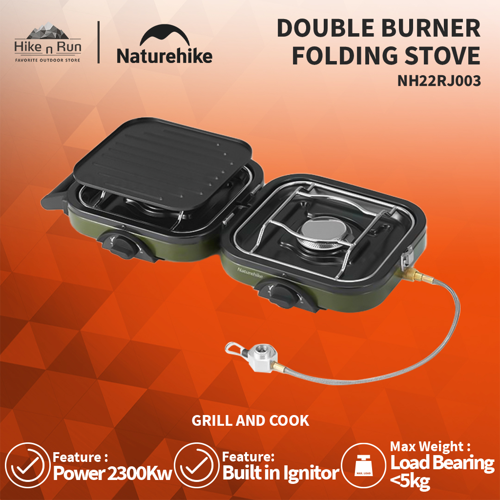 Kompor Double Burner Naturehike NH22RJ003 Folding Camping Gas Stove
