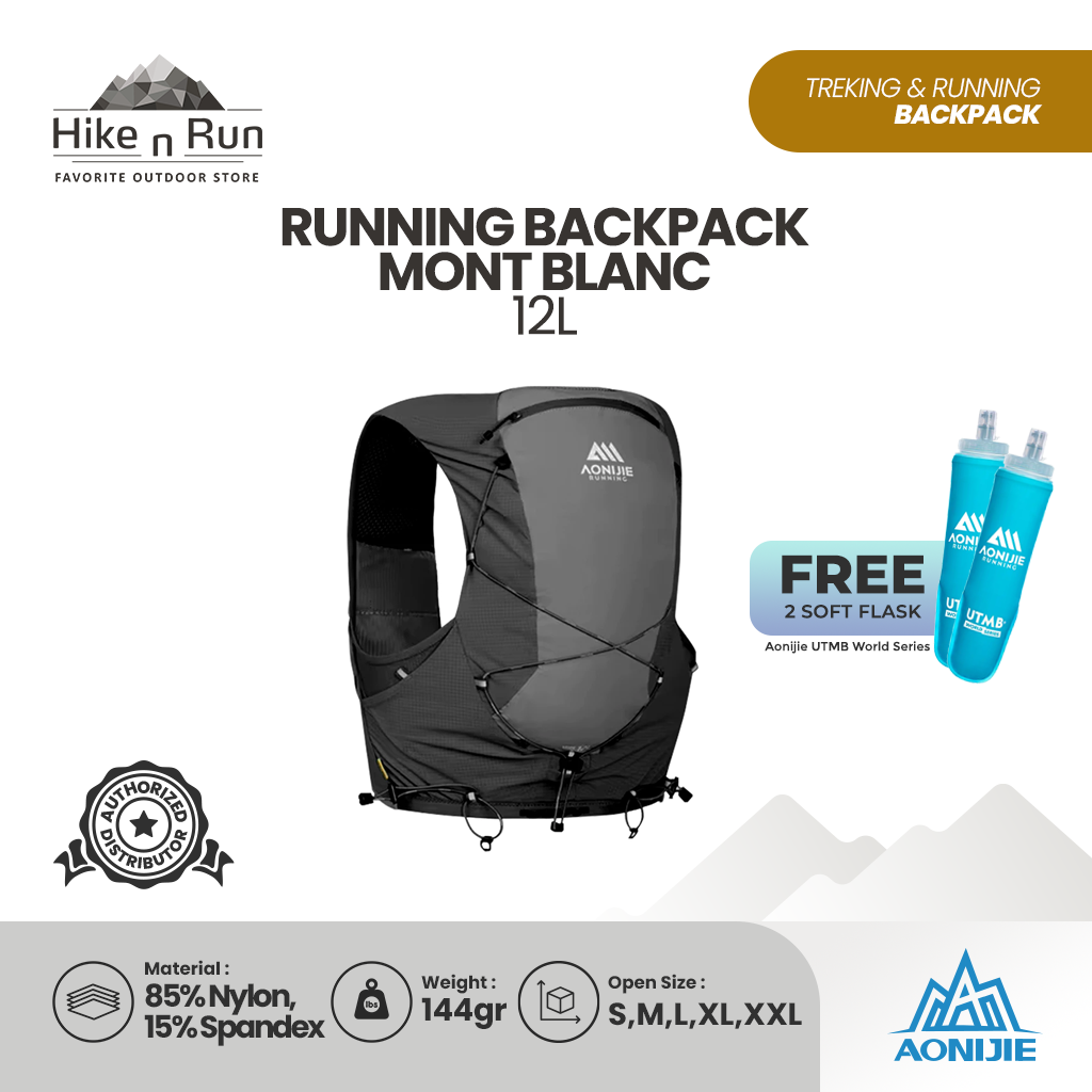 AONIJIE MB-4L MB-8L MB-12L Professional Black Sports Running Backpack Marathon Off Road Outdoor Mountaineering Knapsack for Hiking Cycling