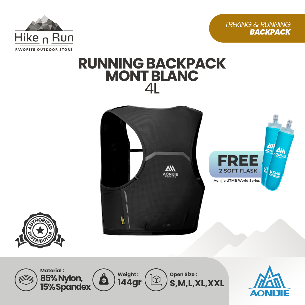 AONIJIE MB-4L MB-8L MB-12L Professional Black Sports Running Backpack Marathon Off Road Outdoor Mountaineering Knapsack for Hiking Cycling