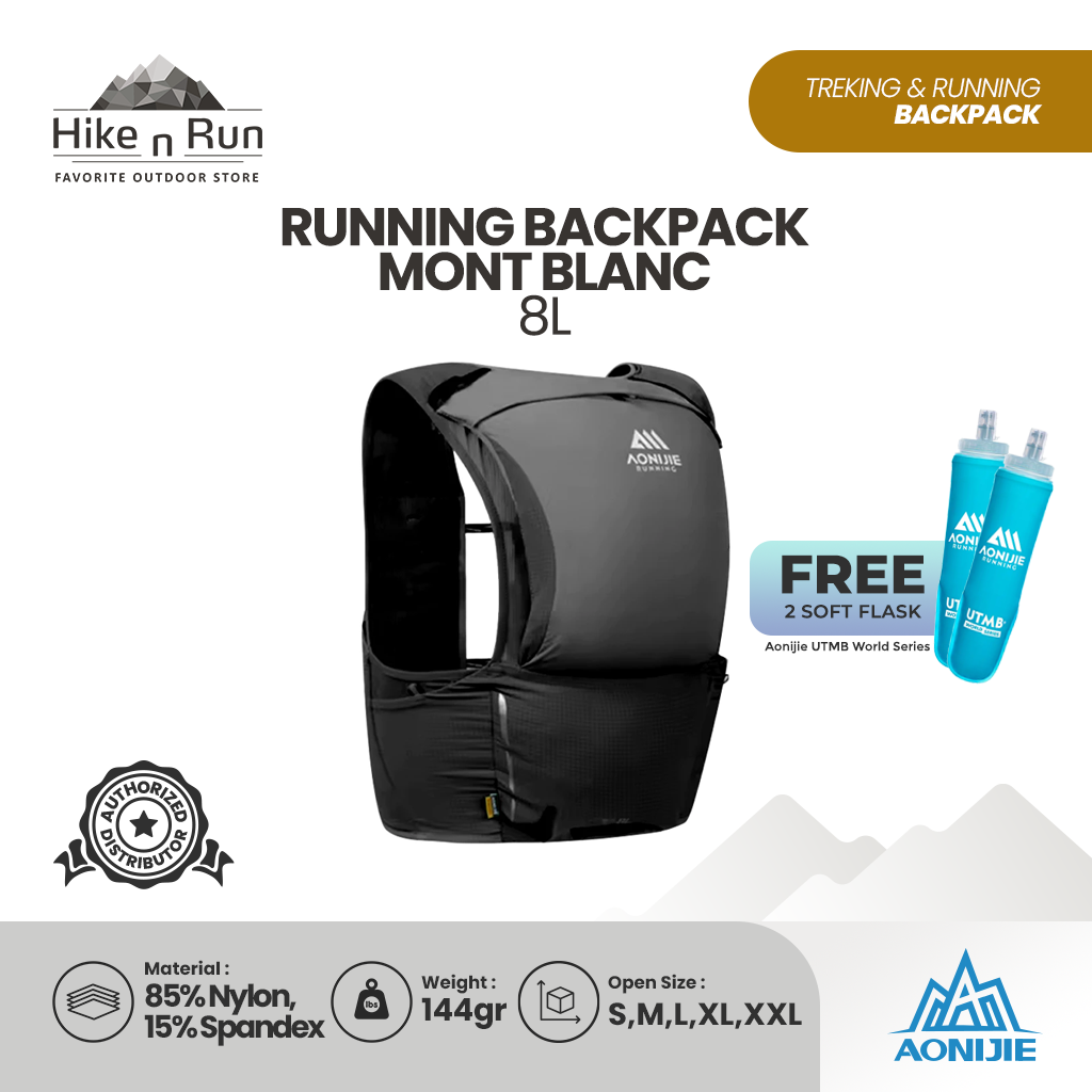 AONIJIE MB-4L MB-8L MB-12L Professional Black Sports Running Backpack Marathon Off Road Outdoor Mountaineering Knapsack for Hiking Cycling