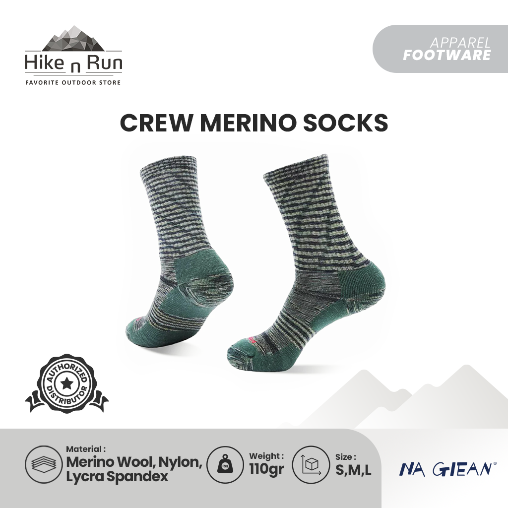 Na Giean Kaos Kaki Hiking NGCM0004 Crew Merino Socks