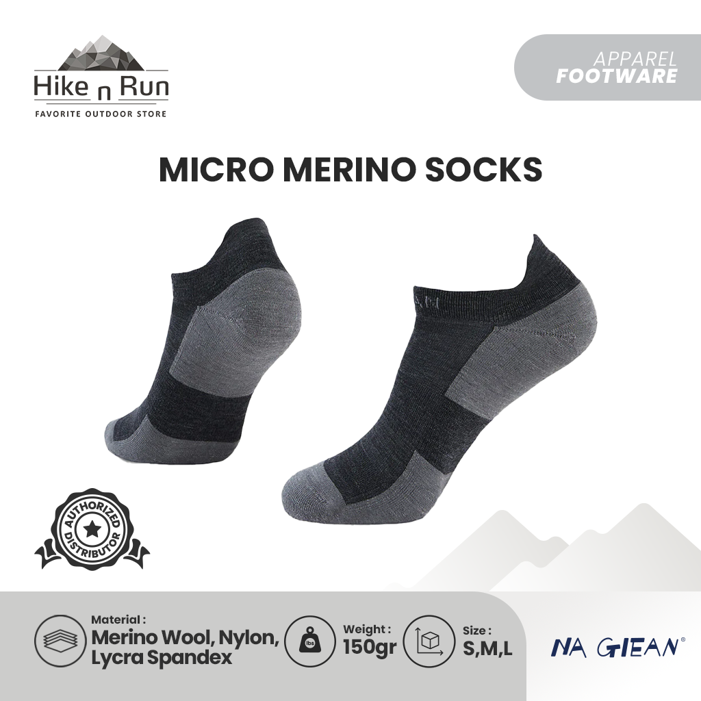 Na Giean Kaos Kaki Hiking NGNL0002 No Show Merino Socks