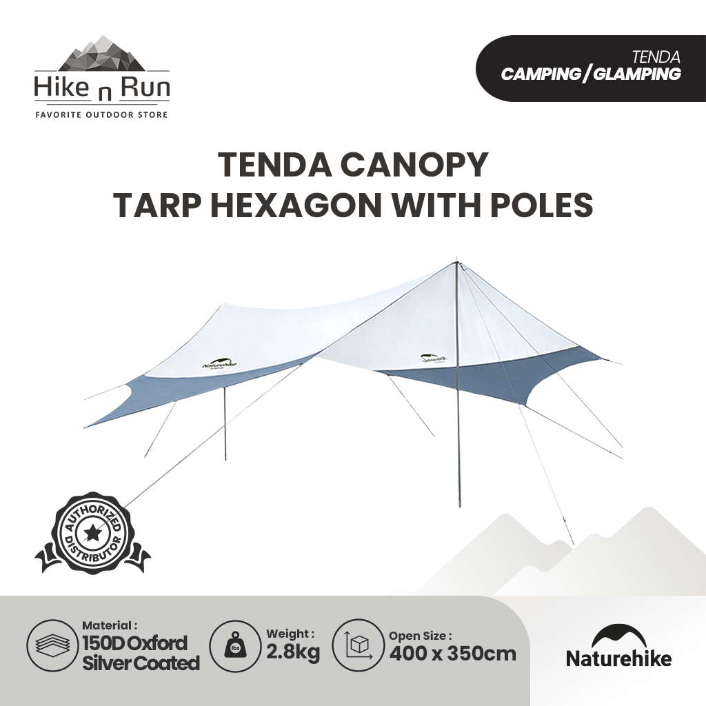 Naturehike NH16T013-S/ NH16t012-S Large Tarp Hexagon With Poles