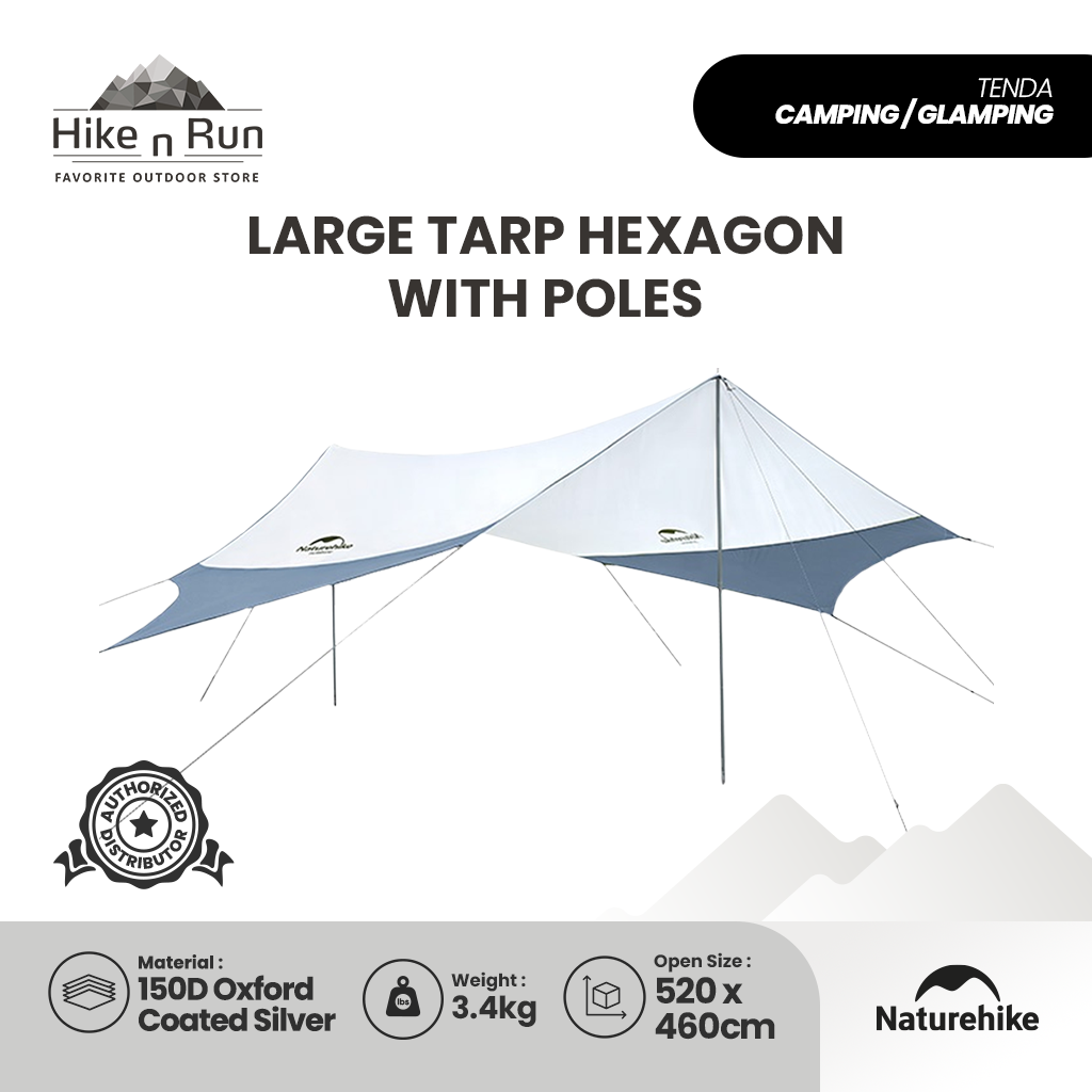 Naturehike NH16T013-S/ NH16t012-S Large Tarp Hexagon With Poles