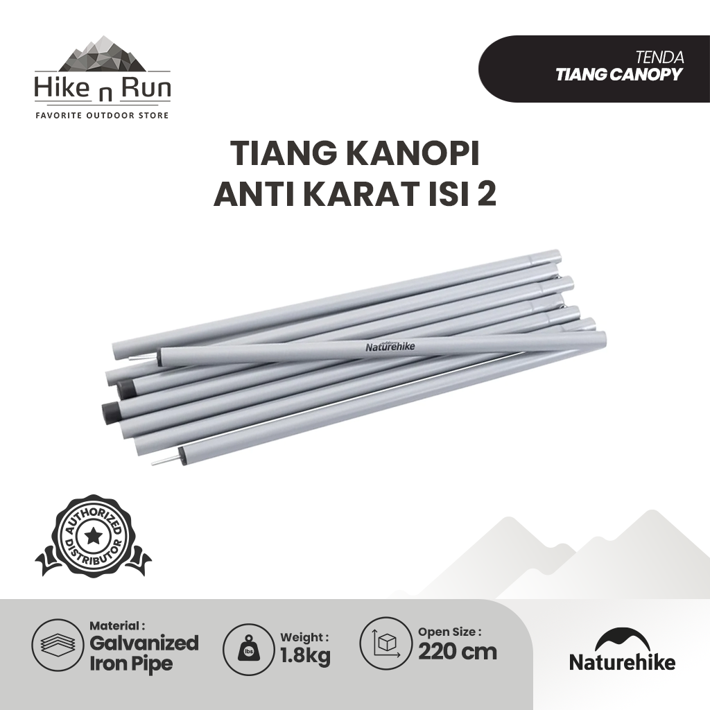 Naturehike Tiang Kanopi (2.2m) Anti Karat isi 2  NH20PJ043