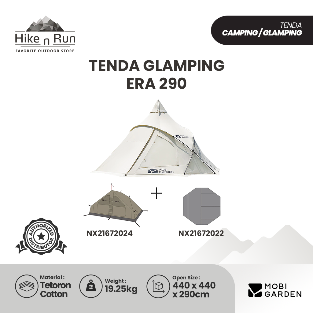 Tenda Camping Mobi Garden NX20561010 ERA 290 Glamping Tent + Mat NX20672011+ Inner  NX20672012