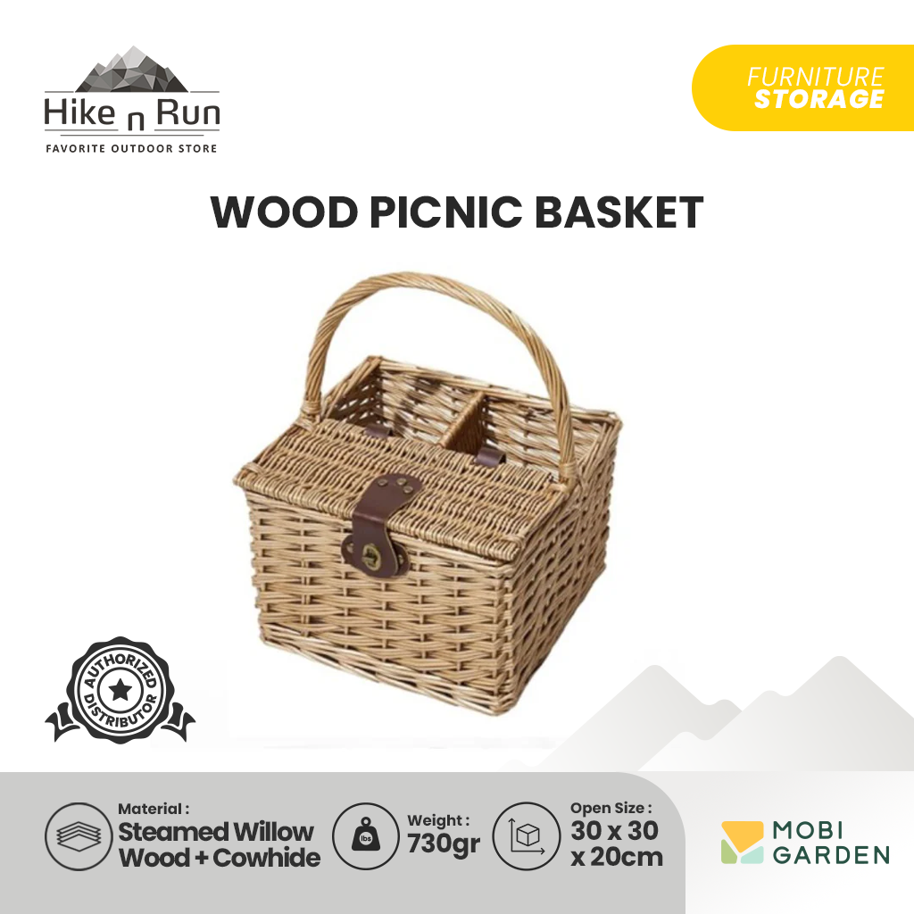 Keranjang Piknik Mobi Garden NX21671110 Wood Picnic Basket