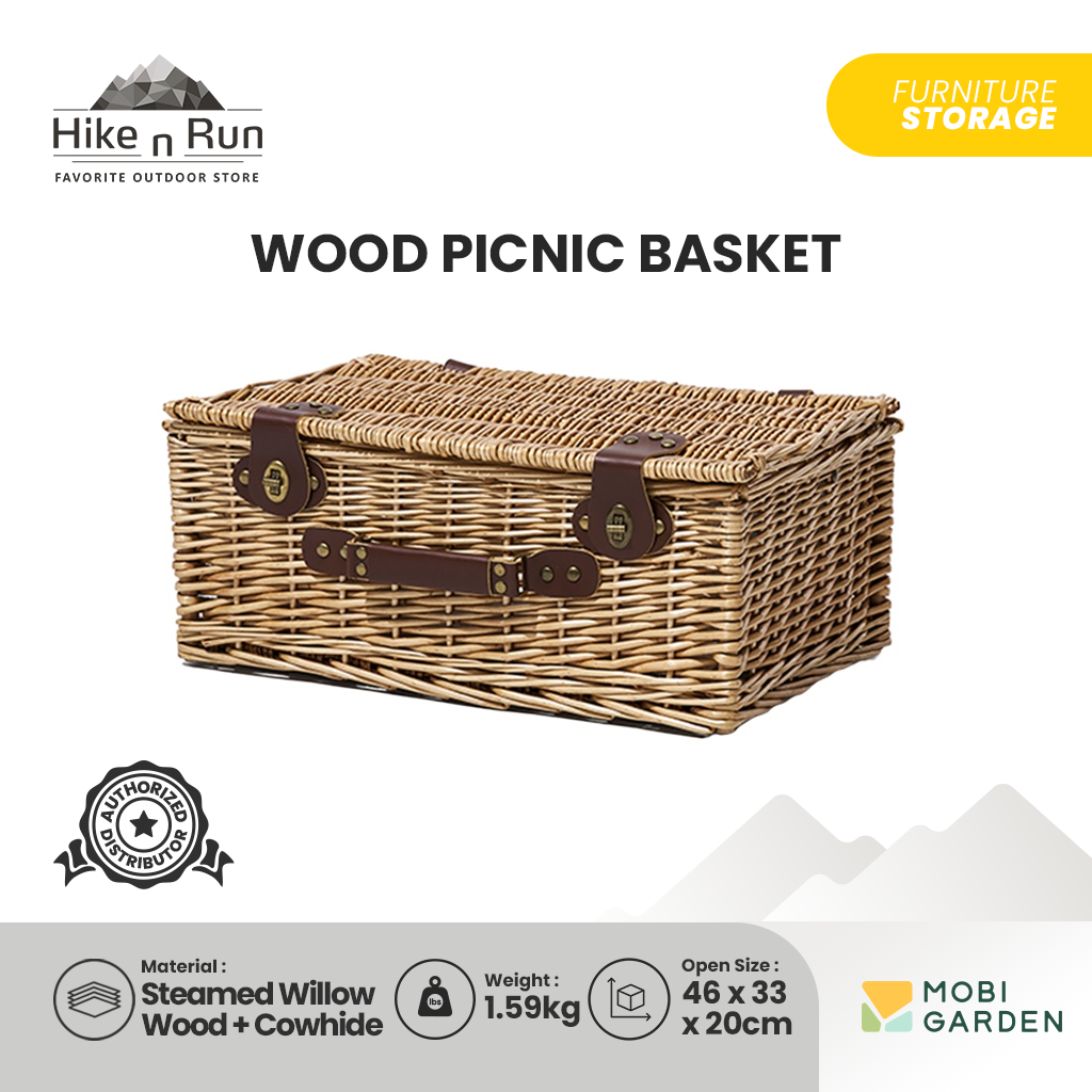 Keranjang Piknik Mobi Garden NX21671111 Wood Picnic Basket