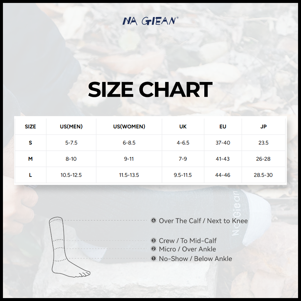 Na Giean Kaos Kaki Hangat Hiking NGCM0004 Crew Merino Wool Socks Travelling