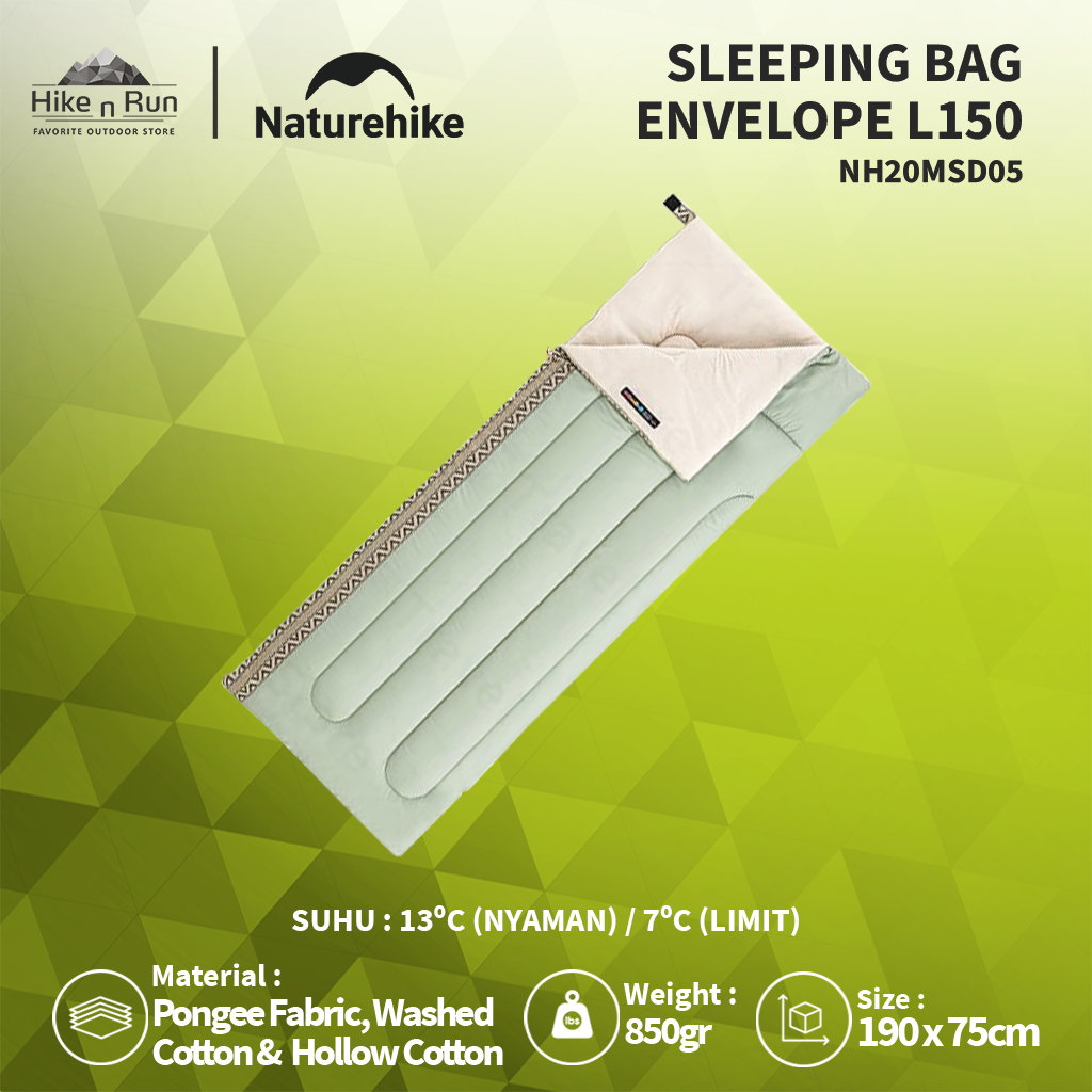 NATUREHIKE SLEEPING BAG L150 NH20MSD05 ENVELOPE COTTON