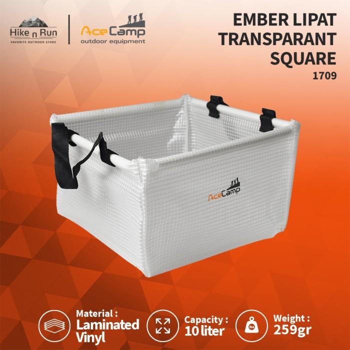 Ember Lipat Serbaguna Acecamp 1709 Transparant Folding Bucket 10L