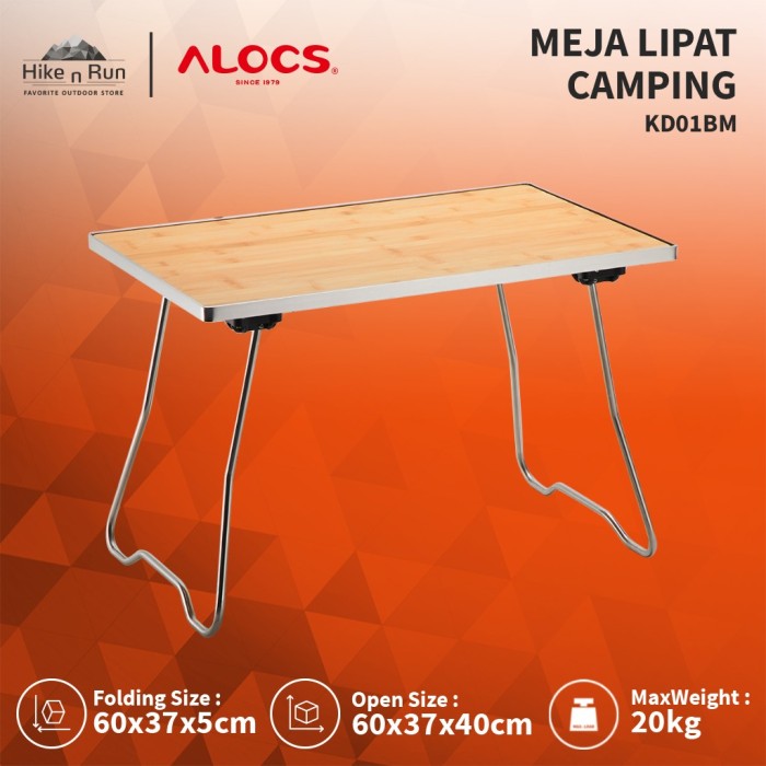 Meja Lipat Alocs KD01BM Stainless Folding Table With Wood Panel