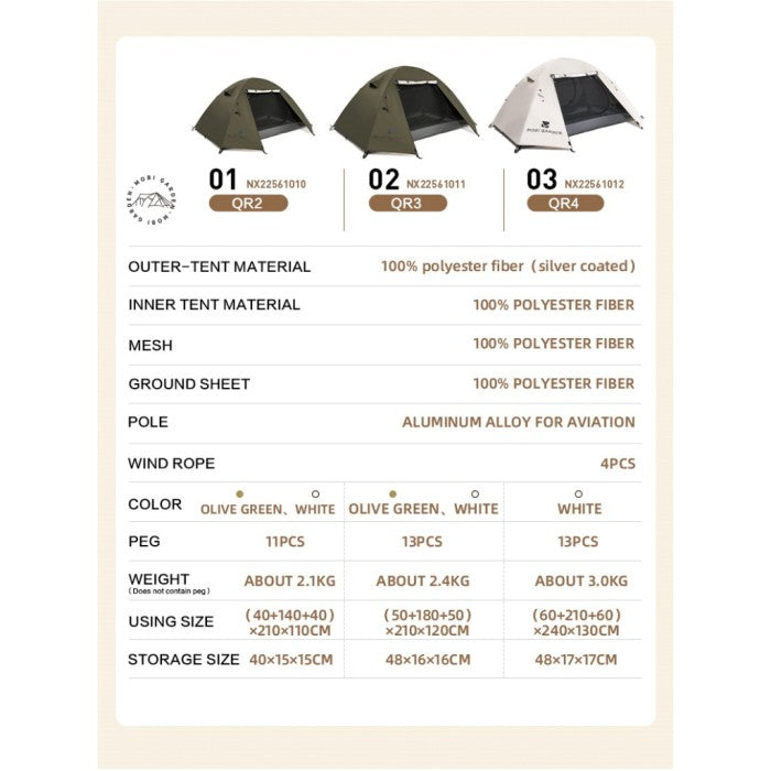 MOBI GARDEN TENDA HIKING NX22561010 NX22561012 SUNNY BEGINNER