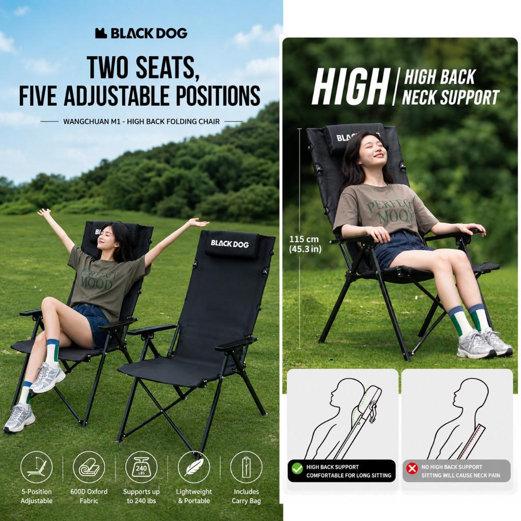 Blackdog Kursi Camping Lipat Premium M1 CBD2650JJ016 High Back Reclining Camping Chair